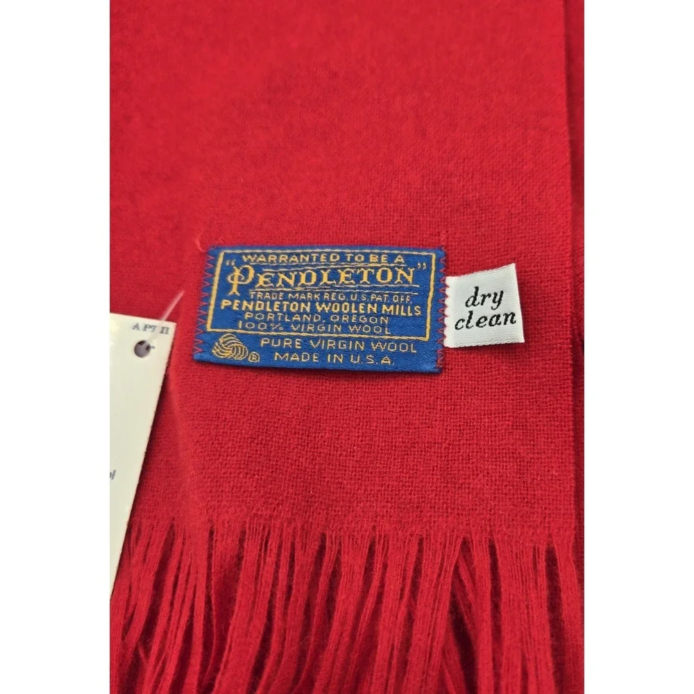 Vintage Pendleton 100% Pure Virgin Wool Red Scarf Warm Casual Made In USA NWT